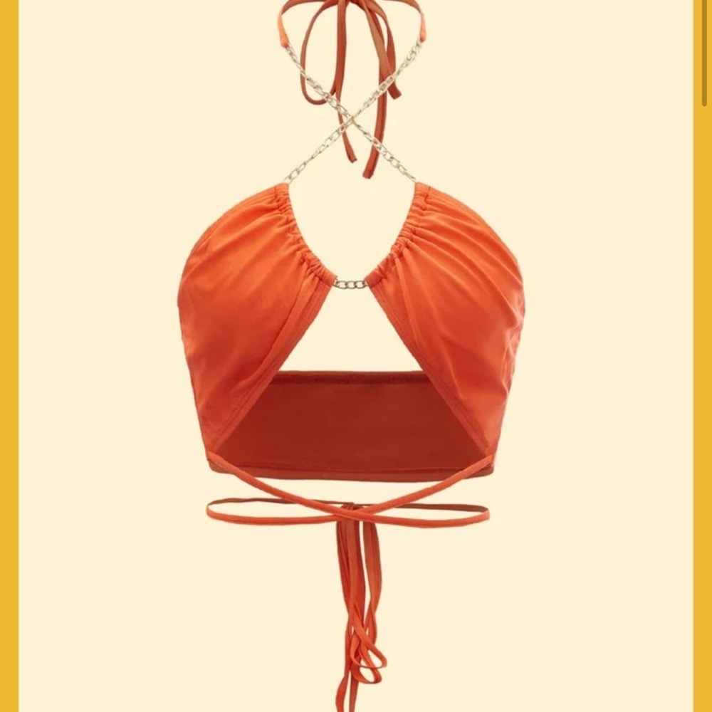 SHEIN Chain Detail Tie Backless Halter
Top
